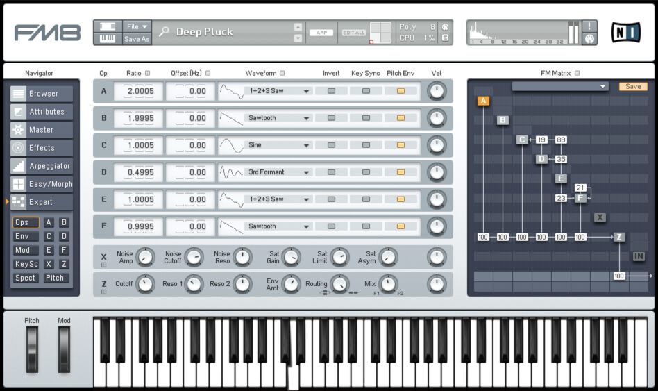 Screenshot of the FM8 plugin